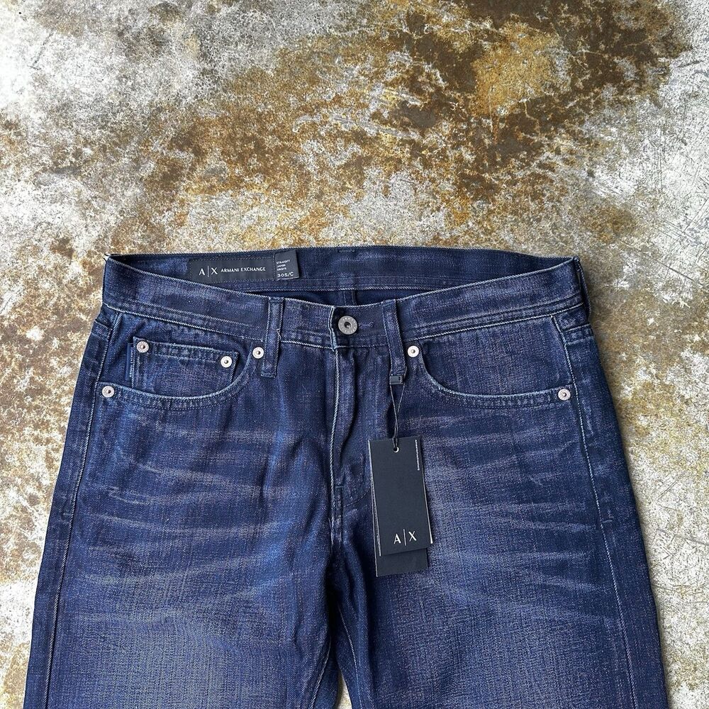 Armani Exchange A|X Jeans Mens 30x30 Dark Indigo Straight Fit Stretch Denim NWT